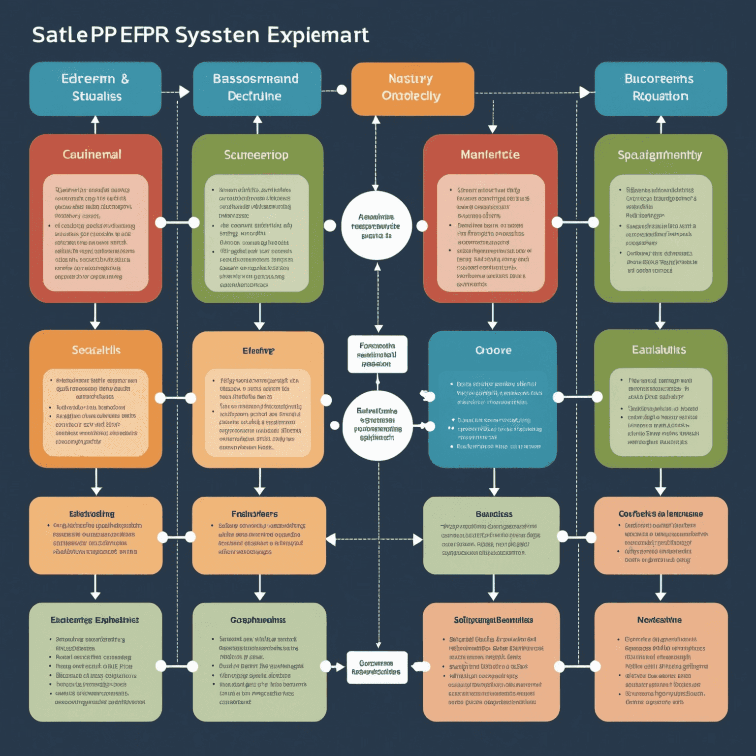 Flowchart illustrating the key steps in selecting the right ERP system for a business, including assessing business requirements, evaluating vendor options, and considering scalability and integration capabilities.